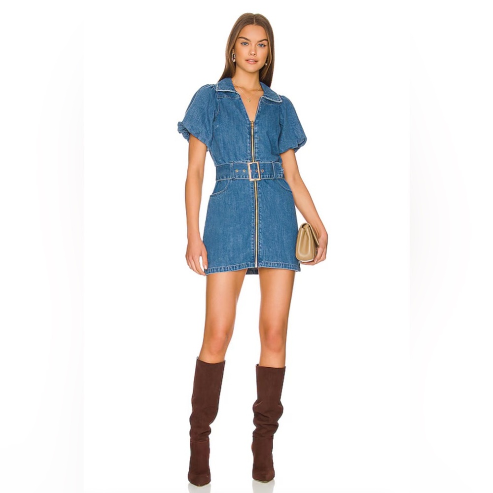 Show Me Your Mumu Oxford Mini Dress in Stormy Blue